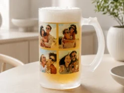 Frostat ölglas med eget foto