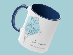 Mugg med Månadsblomma & Egen Text
