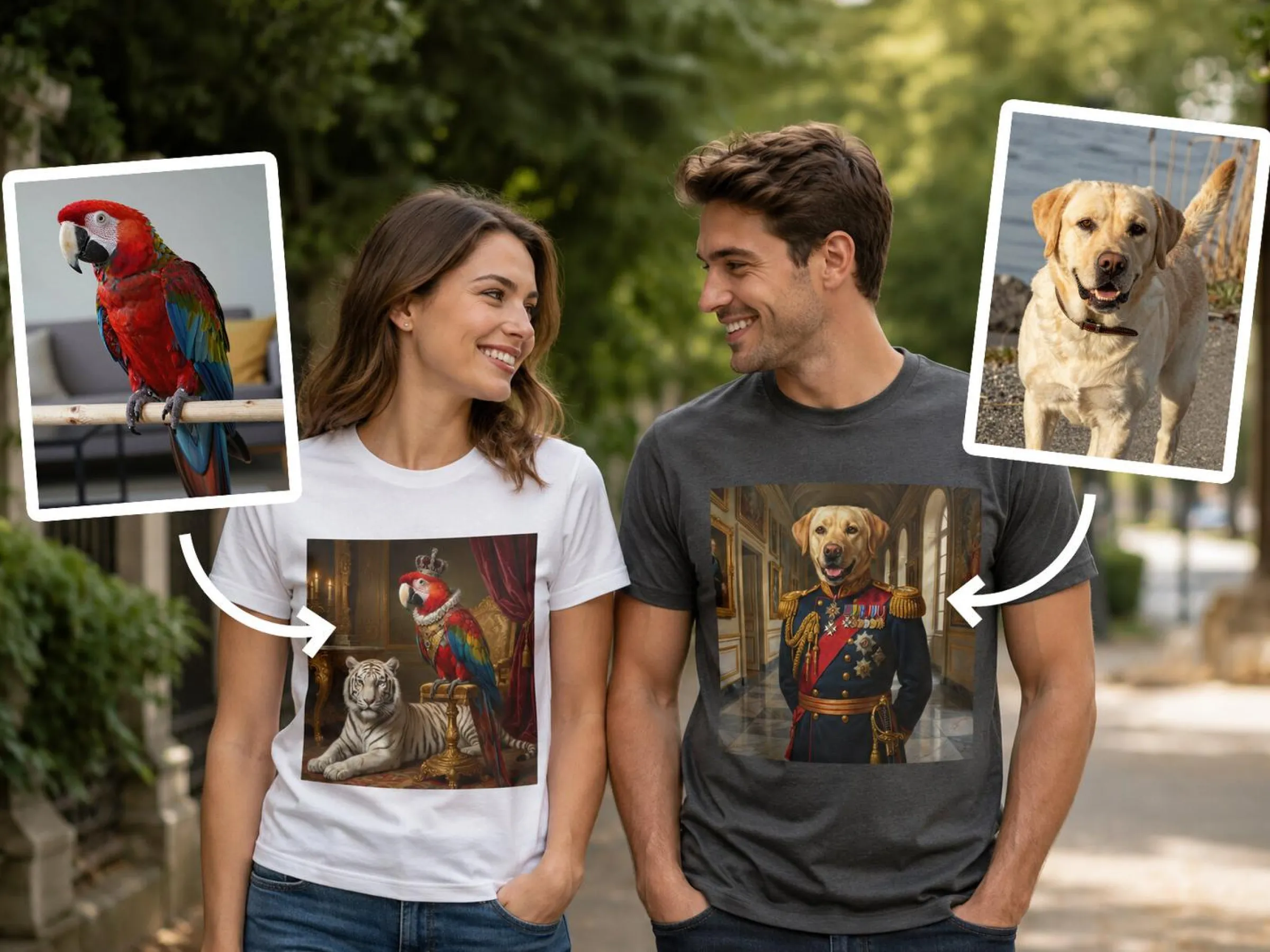 Premium T-shirt med foto - Kungligt djurporträtt
