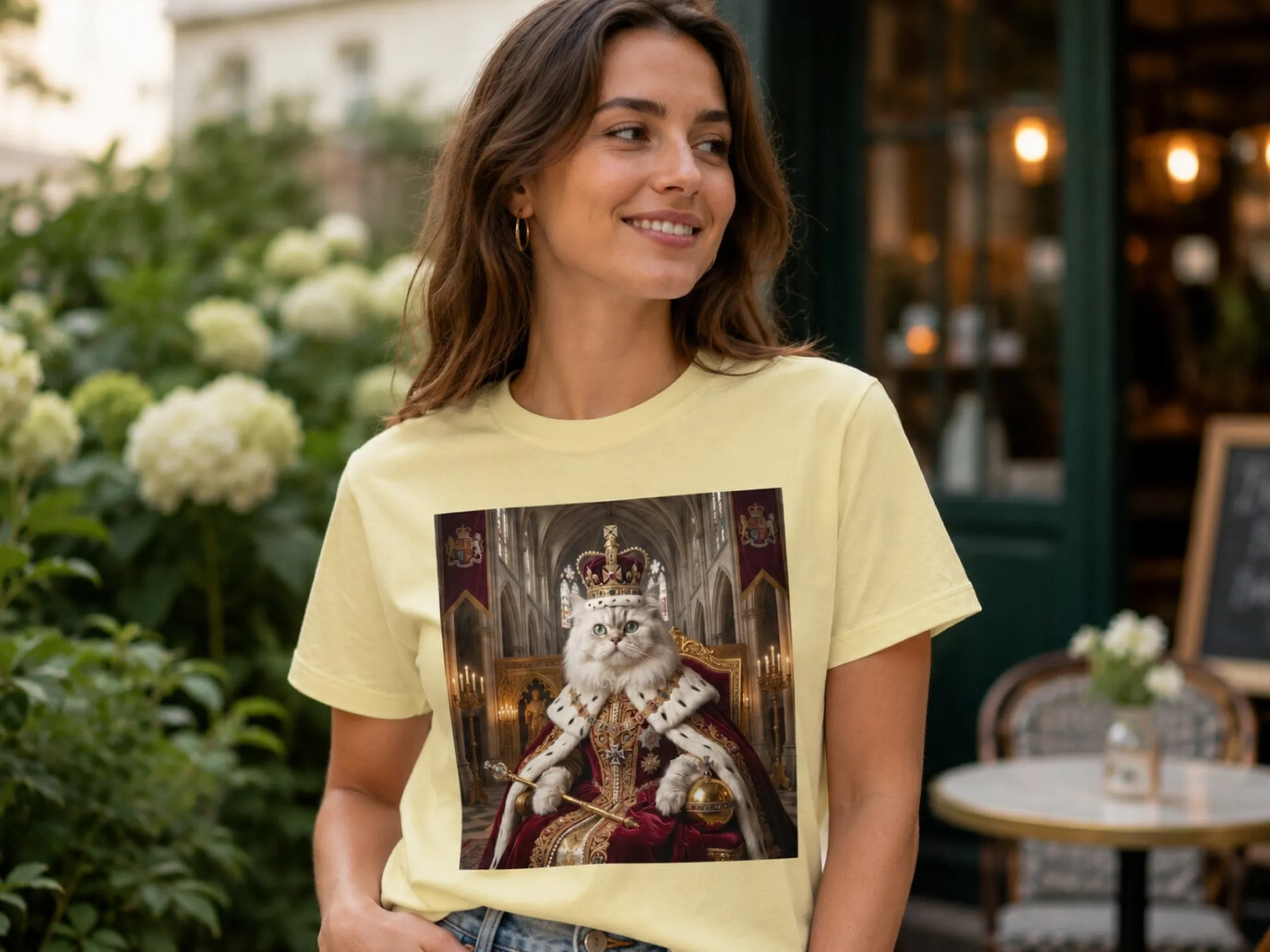 Premium T-shirt med foto - Kungligt djurporträtt