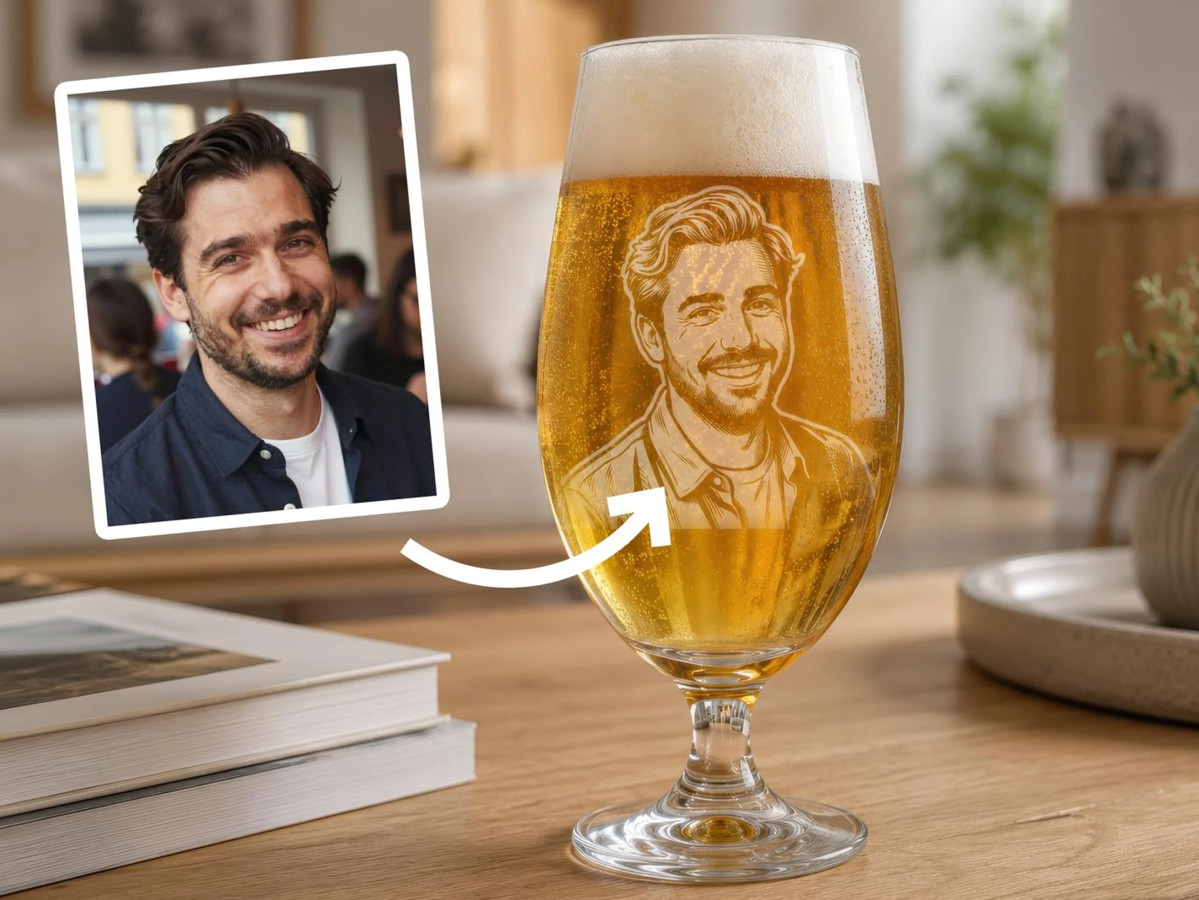 Spiegelau ölglas med gravyr - Eget foto
