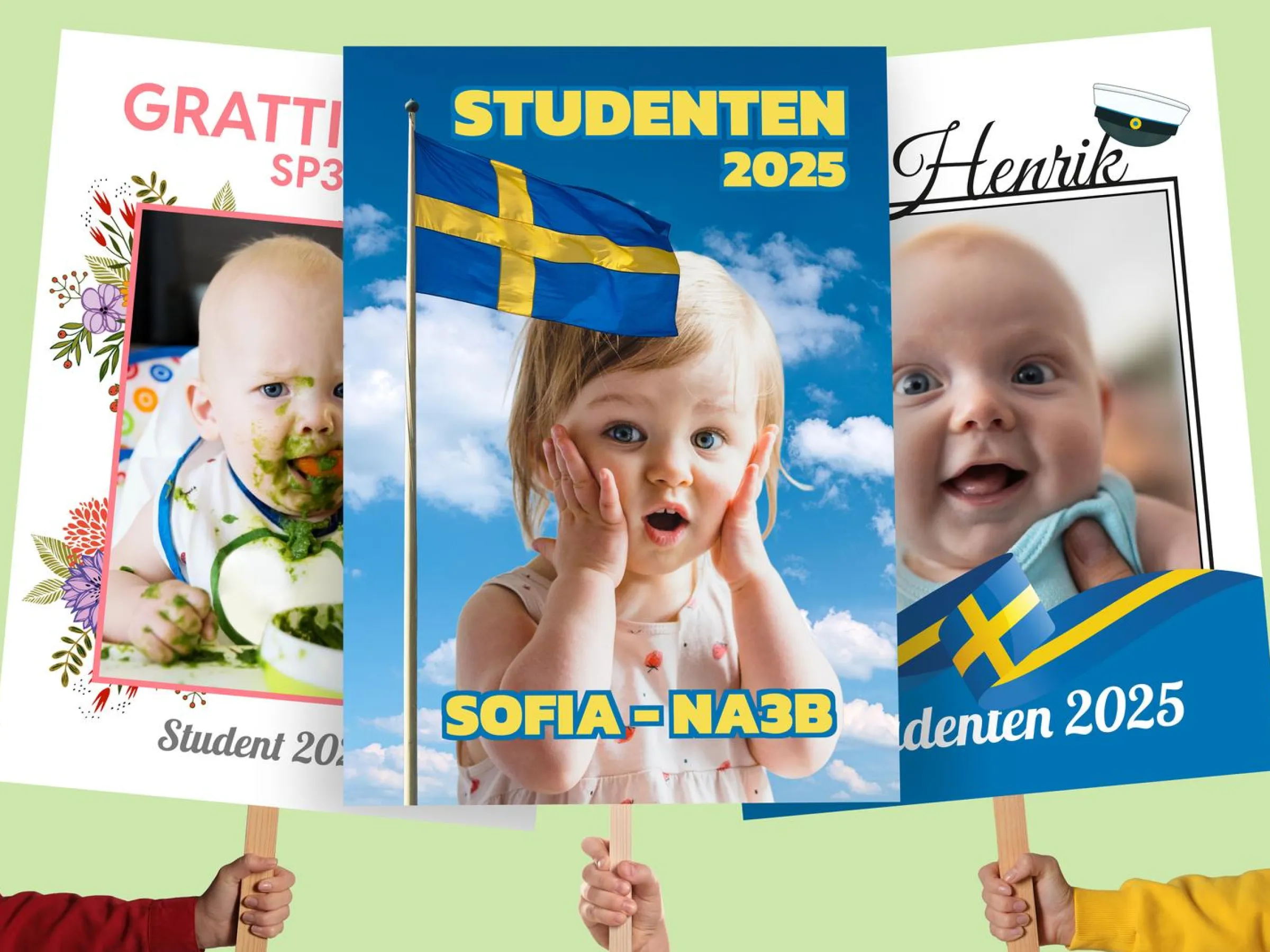 Studentskylt med Eget Foto & Text